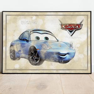 Sally  Carrera, Lightning McQueen, Gift For Child, Cars Poster, Cars Poster Canvas, Cars Wall Art, Cars Poster Art, Wall Decor, Cars Art