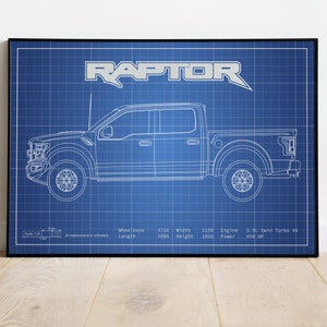 Gen 2 Raptor, Ford Raptor, Raptor Poster, Raptor Blueprint, Car Blueprints, Car Poster, Gift For Dad, Blueprint Art, Blueprint Picture, Art