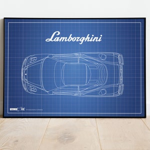Lamborghini Picture, Super Car Print, Lamborghini Print, Gift For Car Guy, Car Blueprints, Car Wall Decor, Mancave Wall Art, Car SVG