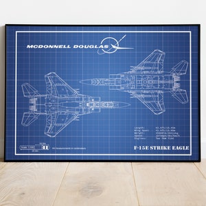 Airplane Wall Art, F15 Strike Eagle, F15 Wall Decor, Aviation Poster, Plane Blueprint, Picture of Planes, Gift For Him, Gift For Pilot, Art