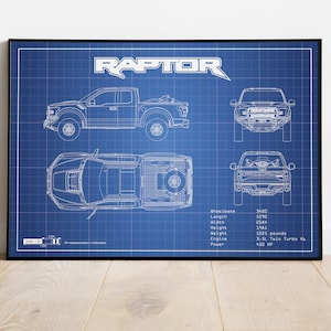 Ford Raptor Blueprint, Car Blueprints, Car Poster, Gift For Car Guy,  Gift For Him, Gift For Dad, Gift For Friend, Best Man Gift, Wall Art