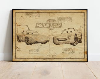 Lightning McQueen, Kidsart, Gift For Child, Nursery Poster, Cars Poster, Cars Prints, Cars Wall Art, Cars Poster Art, Wall Decor, Car Art