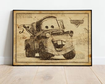 カーズ Art Of Disney 世界に一枚 スケッチ マックイーン 絵画 Disney - カーズ Art Of Disney 世界に一枚 ラフスケッチ マックイーン