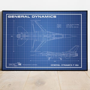 F-16A Blueprint,, Pilot Gift, Plane Poster, Prints for Pilots, Digital Prints, Digital SVG, Gift For Him, Mancave Plane Art, Artwork