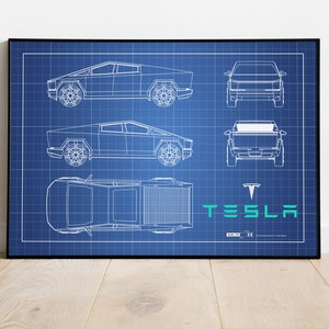 Tesla Cybertruck, Car Poster Art, Car Accessories, Gift For Him, Gift For Dad, Gift for Husband, Fathers Day, Man Cave, Man Cave Artwork