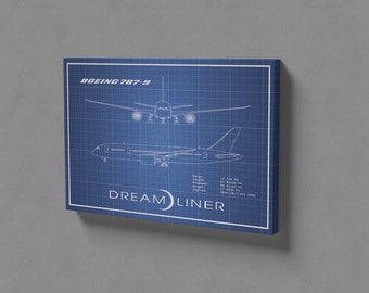 Boeing 787 Poster, Dreamliner Blueprint, Gift for Pilot, Gift for