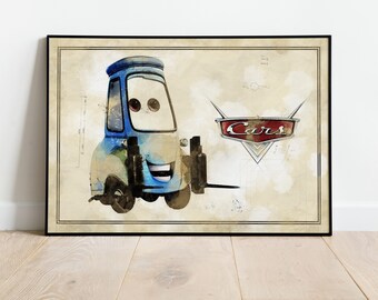 Guido Poster, Lightning McQueen, Kidsart, Gift For Child, Cars Poster, Cars Prints, Cars Wall Art, Cars Poster Art, Wall Decor, Cars Art