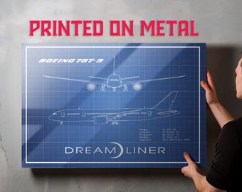 Boeing 787 Poster, Dreamliner Blueprint, Gift for Pilot