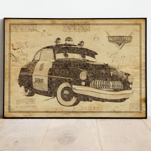 Sheriff Poster, Lightning McQueen, Kidsart, Gift For Child, Cars Poster, Cars Poster Canvas, Cars Wall Art, Car Poster Art, Wall Decor, Art