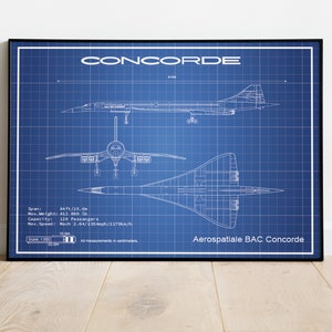 Concord Poster, Plane Art, Concorde Blueprint, Art For Pilots, Plane Gift, Plane SVG, Plane Posters, Aviation Prints,  Plane Prints, Mancave