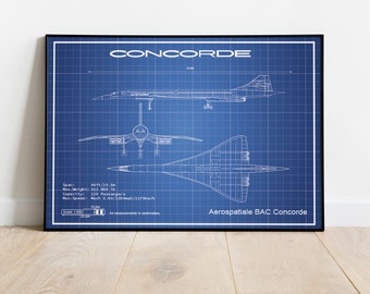 Concord Poster, Plane Art, Concorde Blueprint, Art For Pilots, Plane Gift, Plane SVG, Plane Posters, Aviation Prints,  Plane Prints, Mancave
