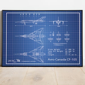Avro Arrow Poster, Blueprints of Planes, Pilot Gift, Gift For Him, Plane Art, Aviation Gift, Aviation Blueprint, Digital Download, Mancave