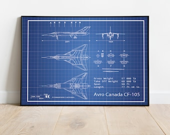 Avro Arrow Poster, Blueprints of Planes, Pilot Gift, Gift For Him, Plane Art, Aviation Gift, Aviation Blueprint, Digital Download, Mancave