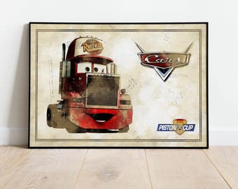 Mack Poster, Nursery Pictures, Cars Movie Poster,Lightning McQueen Picture, Cars Poster, Cars Wall Art, Cars Poster Art, Decor, Cars Art