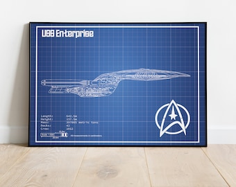 スタートレック エンタープライズ USS 1701-D 設計図アートプリント スタートレック エンタープライズ USS 1701-D 設計図アートプリント