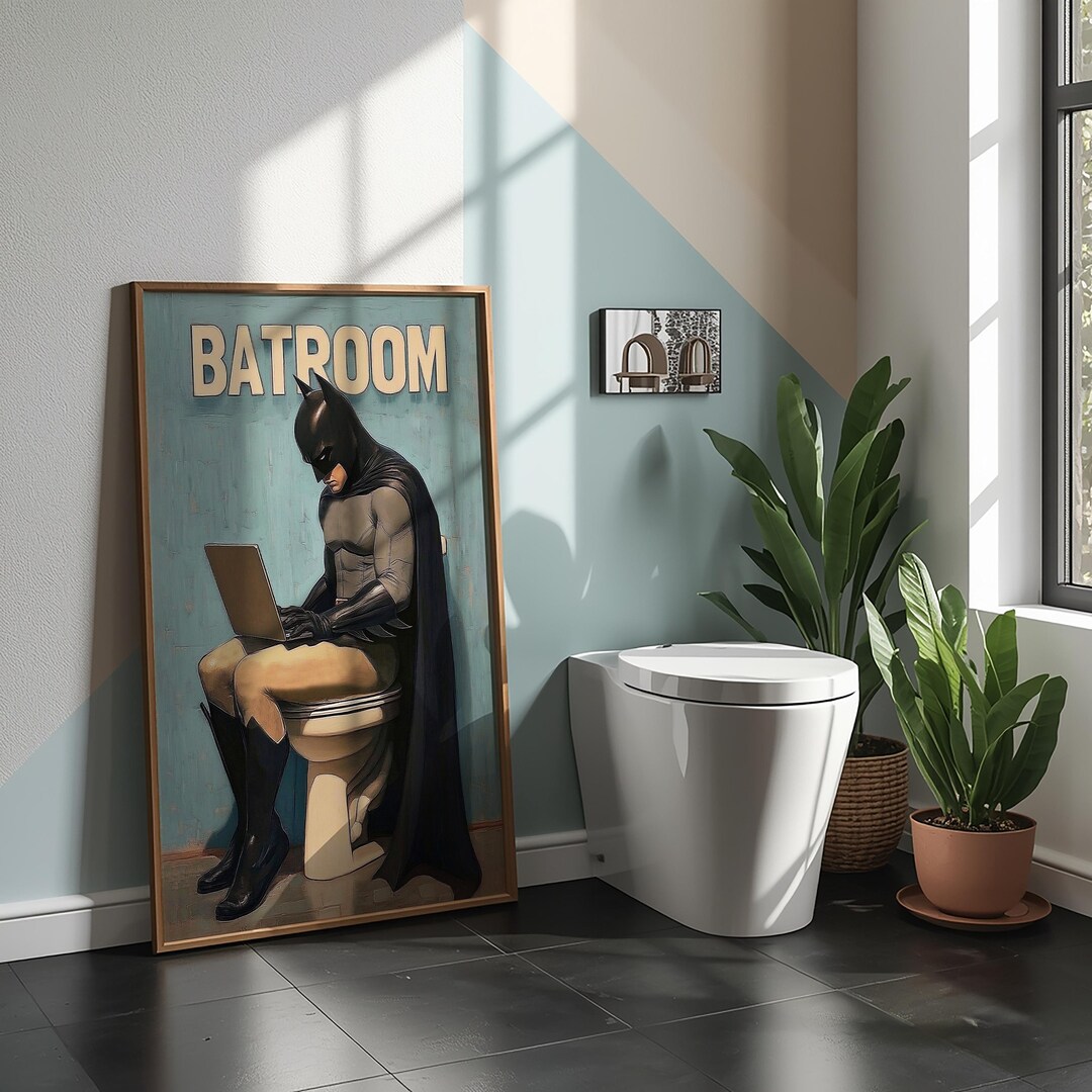 Funny Bathroom, Batman, Wall Decor Bathroom, Bathroom Decor, Toilet Art ...