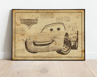 Lightning McQueen Poster, Kidsart, Gift For Child, Cars Poster, Cars Poster Canvas, Cars Wall Art, Cars Poster Art, Wall Decor, Nursery Art