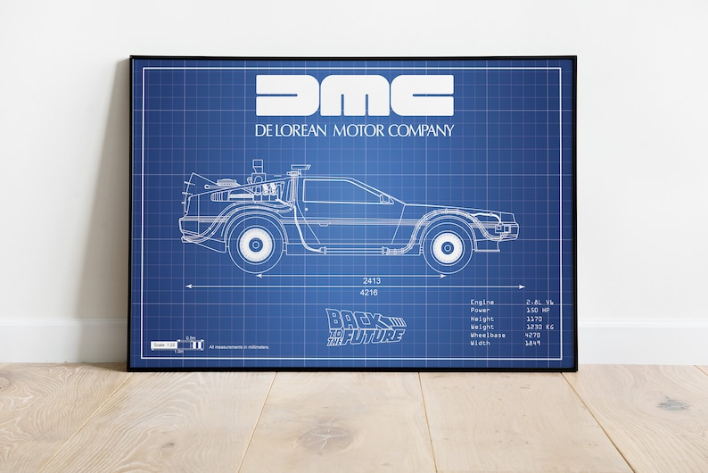 DeLorean Back to the Future Time Machine Car Blueprints - Etsy México