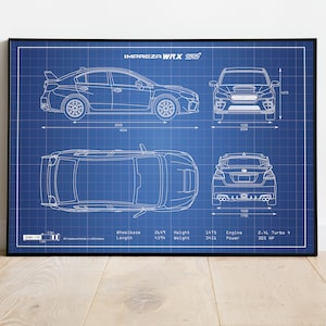Impreza WRX Picture, Car Poster Art, Car Accessories, Gift For Him, Gift For Dad, Gift for Husband, Fathers Day, Man Cave, Man Cave Artwork