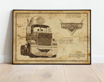 Mack Print, Kidsart, Cars Poster, Cars Poster Canvas, Cars Wall Art, Cars Print, Wall Decor, Cars Art, Lightning McQueen, Cars Movie Poster