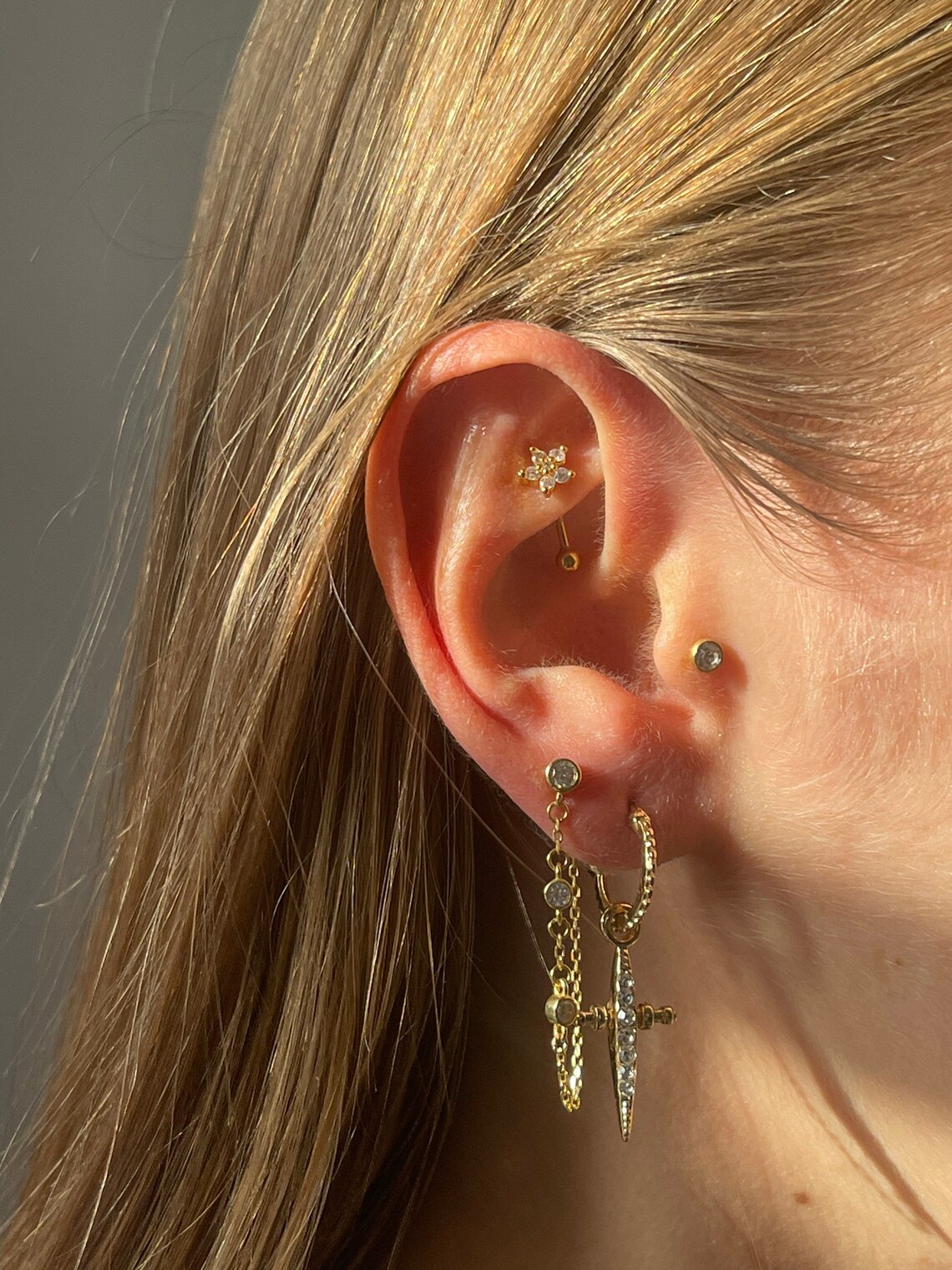 Rook Piercing Flower Piercing Flower Piercing Rook Earring Etsy UK