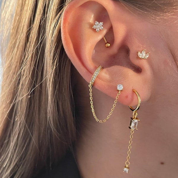 Piercing rook, piercing fleur, piercing acier inoxydable