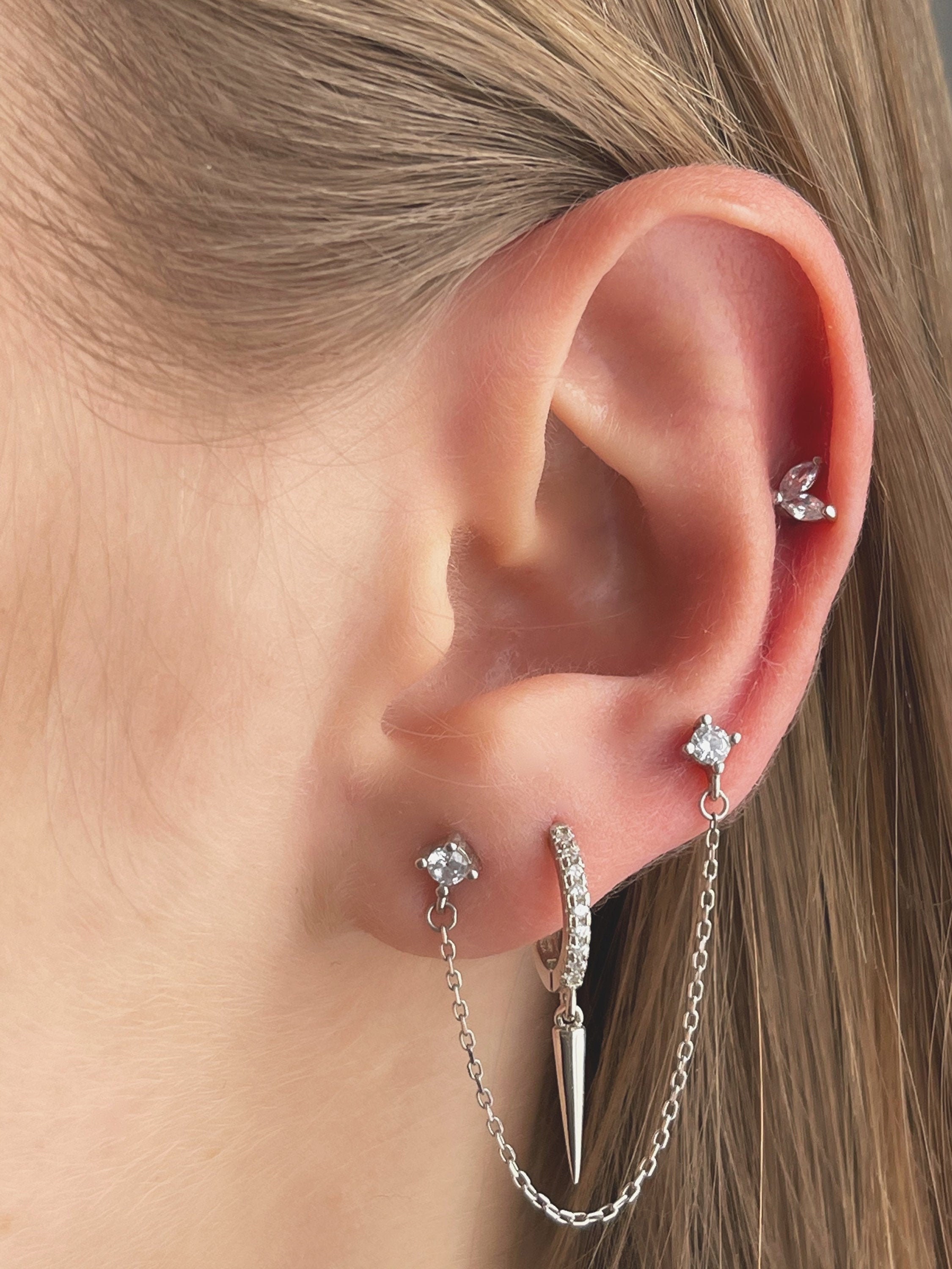 Pendientes de 2 agujeros doble piercing pendientes dobles Etsy