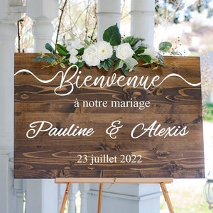 Panneau de Bienvenue Mariage Panneau Mariage Champêtre Panneau Mariage Personnalisable Tableau Mariage Pancarte Mariage Décoration Mariage image 1