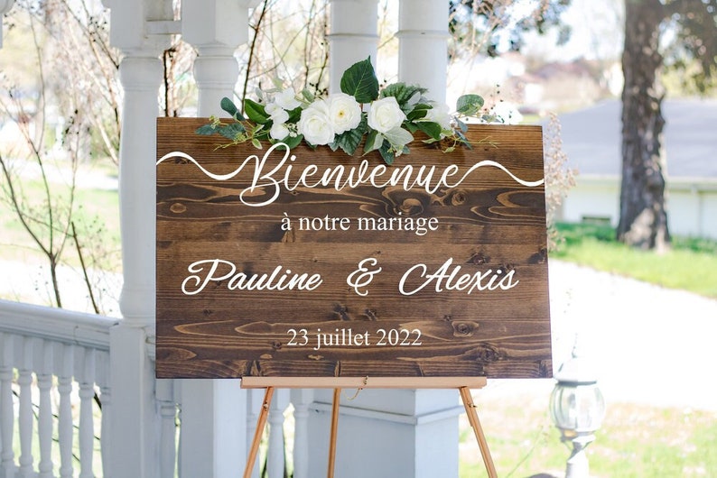 Panneau de Bienvenue Mariage Panneau Mariage Champêtre Panneau Mariage Personnalisable Tableau Mariage Pancarte Mariage Décoration Mariage image 1