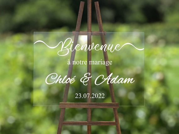 Tableau de bienvenue Mariage tendance en plexiglas