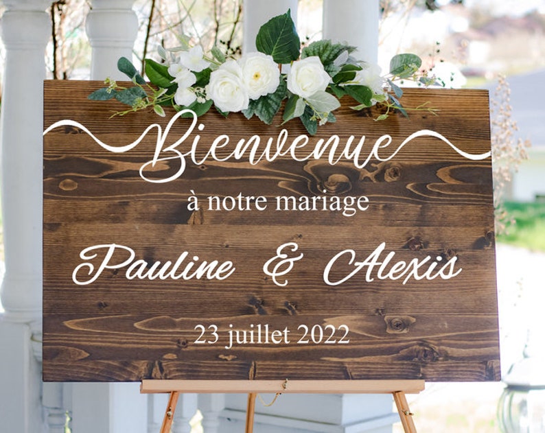 Panneau de Bienvenue Mariage Panneau Mariage Champêtre Panneau Mariage Personnalisable Tableau Mariage Pancarte Mariage Décoration Mariage image 2