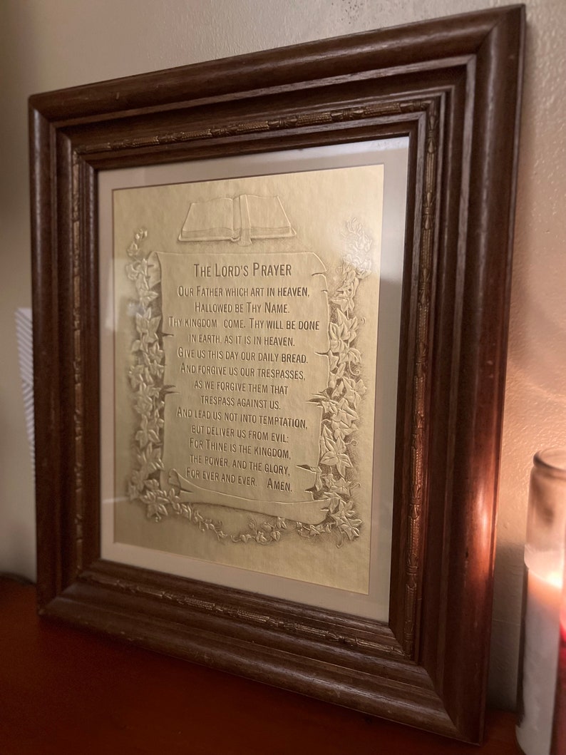 The Lords Prayer Wall Decor Vintage Framed Raised Gold Foil Etsy