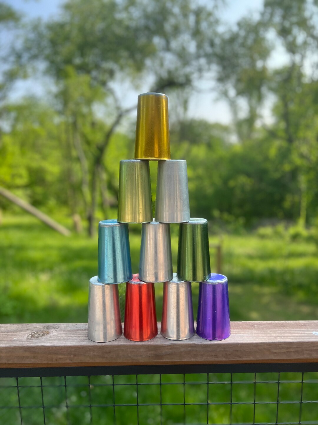 Vintage Mid Century Retro Metal Aluminum Cups /tumblers Set Etsy