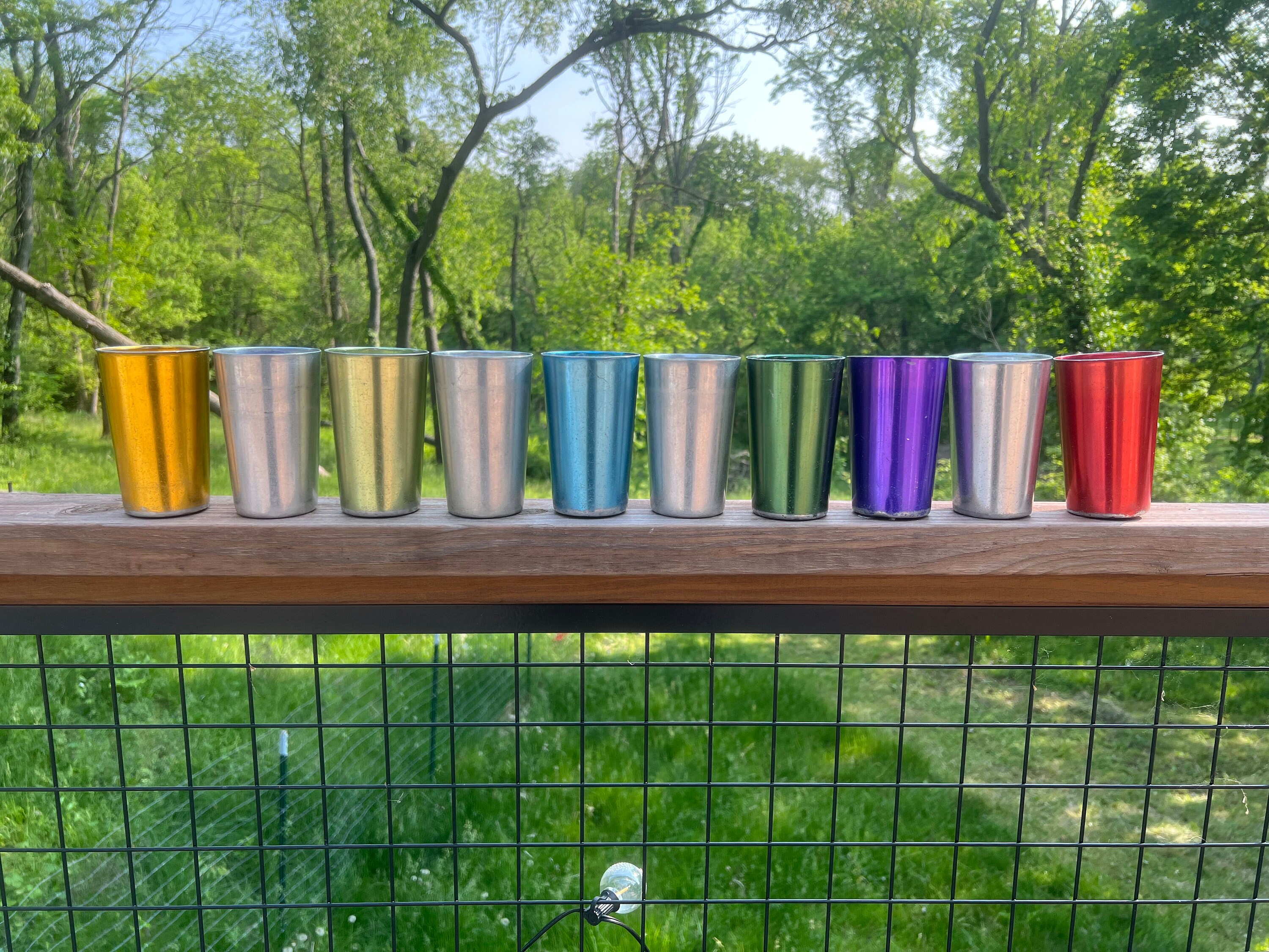 Vintage Mid Century Retro Metal Aluminum Cups /tumblers Set Etsy