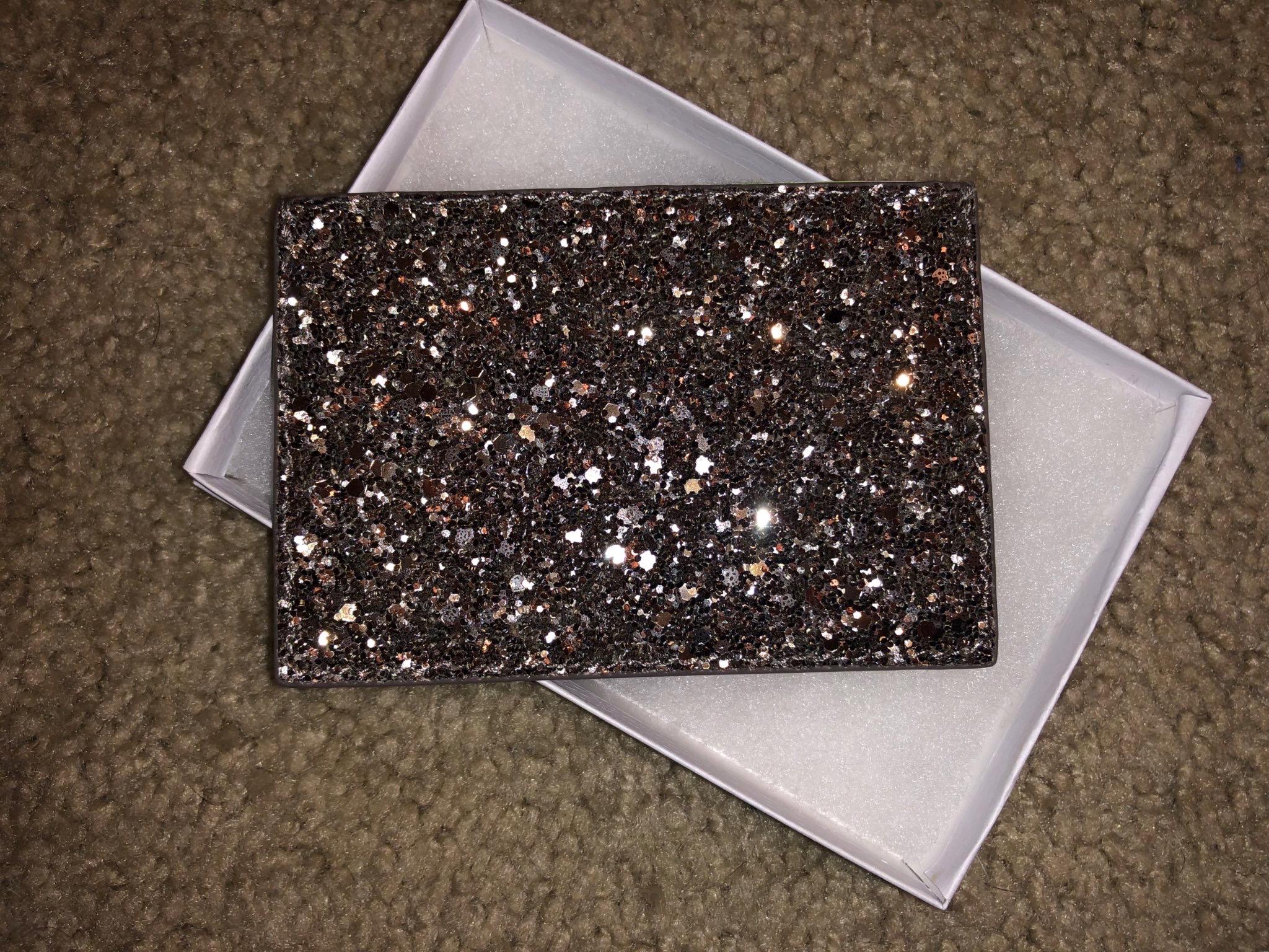 Kate Spade Chunky Bronze Pink Glitter Card Wallet Nib
