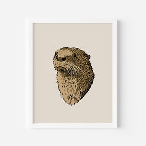 River Otter Illustrated Art Print - Digital Download | 5x7, 8x10