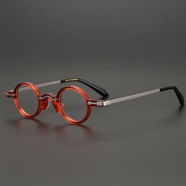 Runde Brillen mit kleinem Rahmen | Blaulichtblockierende Linse | Photochrome, schrullige Hippie-Korrektionslinse | Geschenk