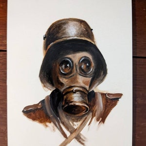 Oil painting of a 1918 imperial German stormtrooper. Original painting on ACM panel. It&#39;s man cave painting or for the war history buff.