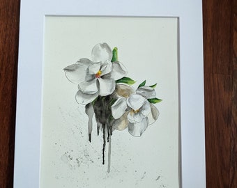 Magnolia flowers. Original watercolor painting