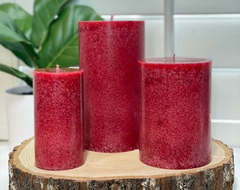 Apple Cinnamon Scented Pillar Candle - Handmade