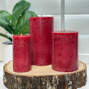 Apple Cinnamon Scented Pillar Candle - Handmade