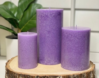 Lavender & White Sage Scented Pillar Candle - Handmade