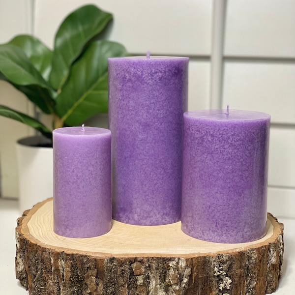 Lavender & White Sage Scented Pillar Candle - Handmade