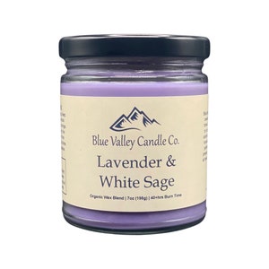 Lavender & White Sage Scented Candle | Handmade | Organic Candle | Vegan Candle | 7oz (198g)