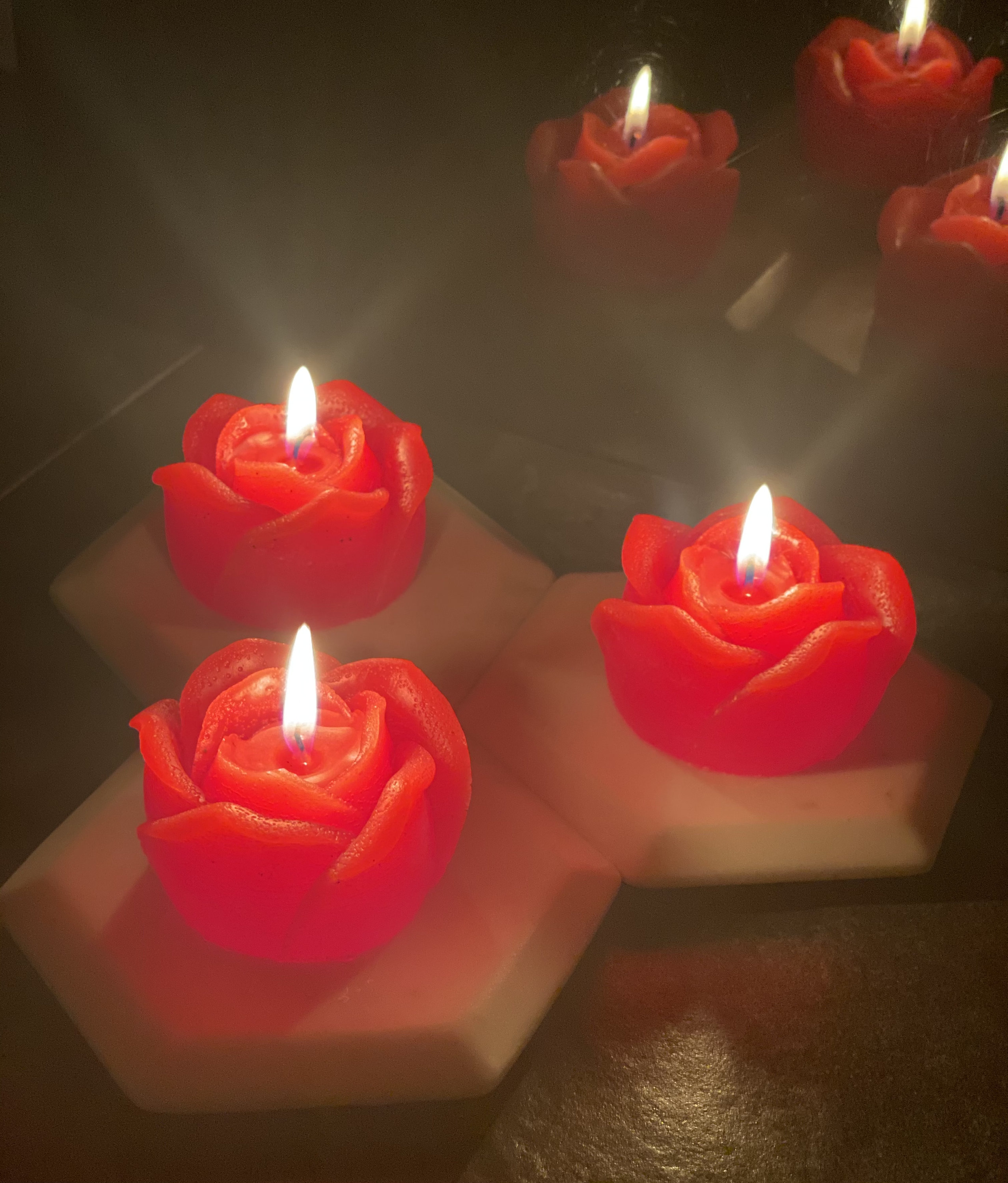Red Rose Candles Set of 3 Etsy