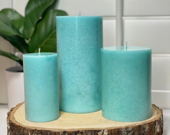 Sea Salt & Orchid Scented Pillar Candle - Handmade