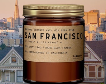 San Francisco: California Scented Candle (Sea Salt, Fog, Dark Plum, Amber)