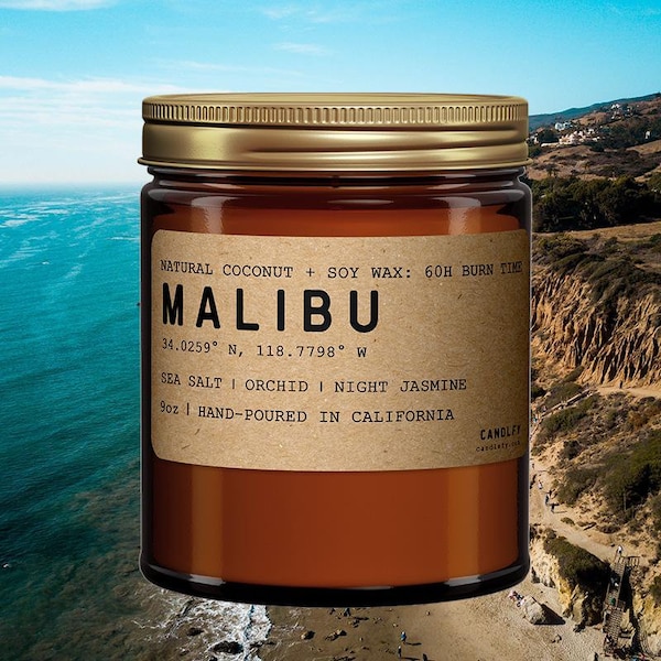 Malibu California Scented Candle (Sea Salt, Orchid, Night Jasmine)