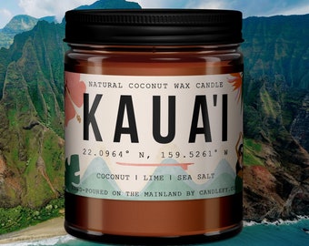 Kauai, Hawaii Scented Candle (Coconut, Lime, Sea Salt)