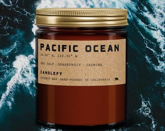 Pacific Ocean California Candle • Sea Salt, Grapefruit & Jasmine • Amber Jar 8oz